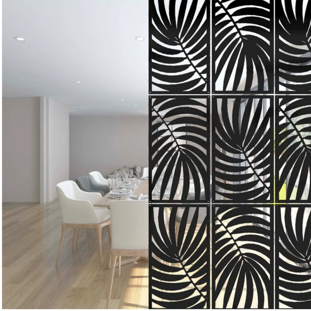 Painel Decorativo em MDF Recortado a Laser 70x40cm - Folhagem Tropical - Divisor de Ambientes