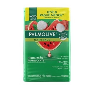 Sabonete em Barra Palmolive Naturals Hidratação Refrescante Melancia & Lichia 8x85g em Oferta na Shopee