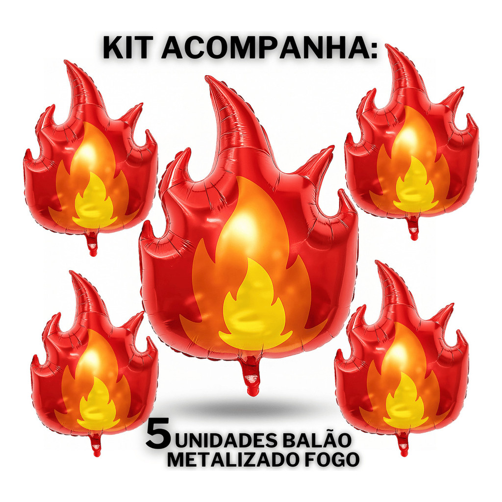Kit 5 Balão Metalizado Fogo Fogueira Festa Junina Decoração — imagem 2 de 2