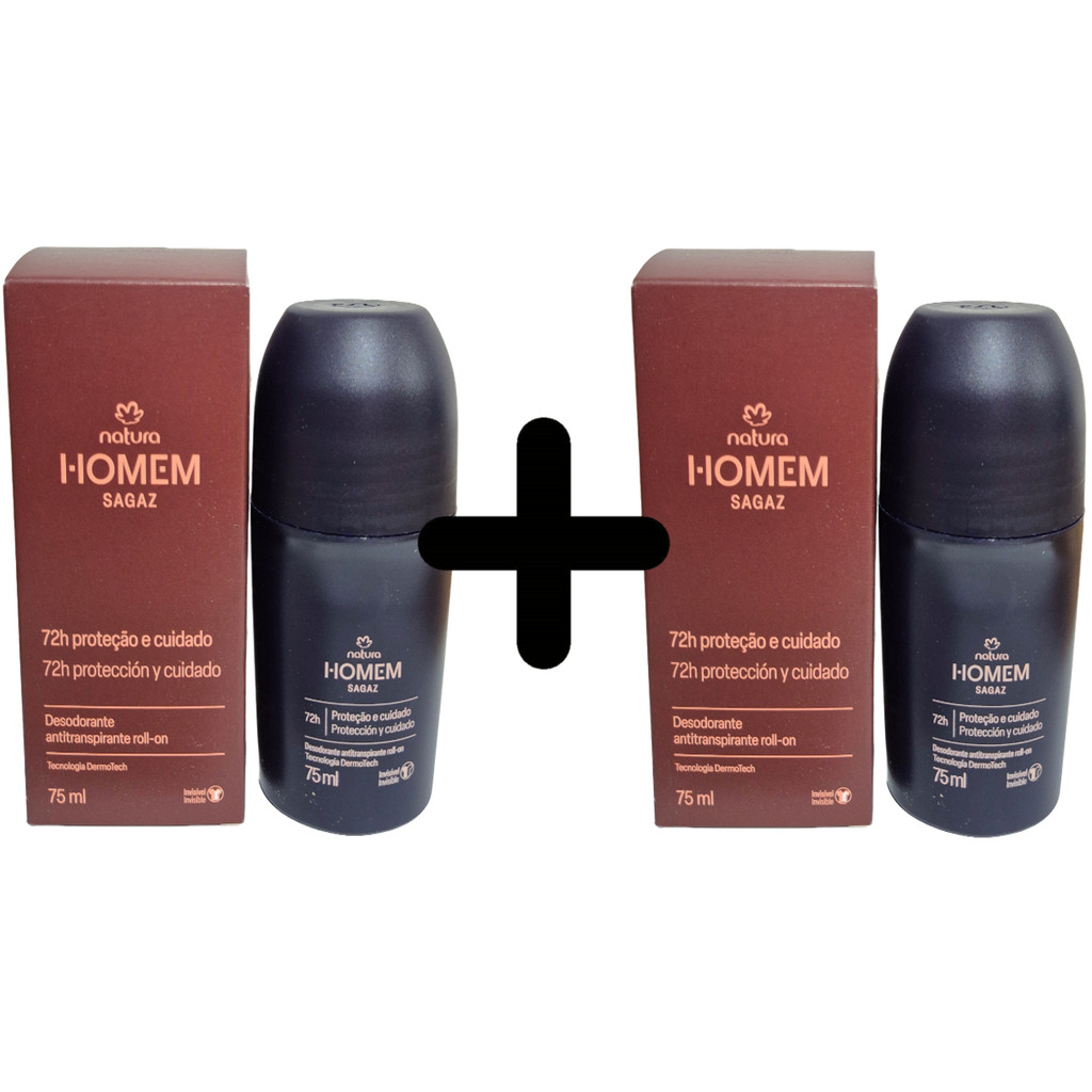 KIT 2 UNIDADES Desodorante Antitranspirante Roll-On Natura Homem Sagaz - 75 ml