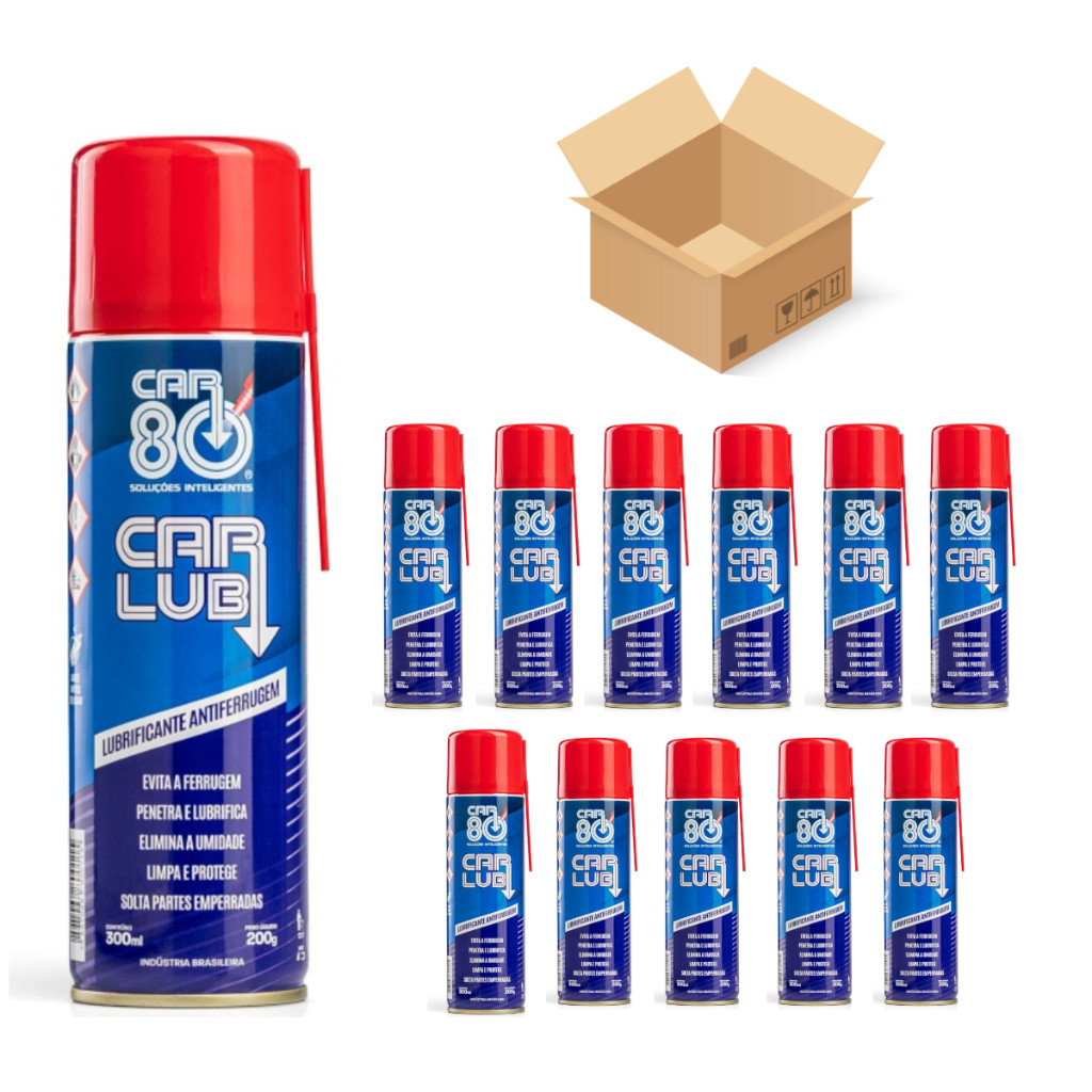 Caixa 12 Car Lub Desengripante Car 80 300ml - Revenda Atacado Lubrificante Multiuso Original em Oferta na Shopee