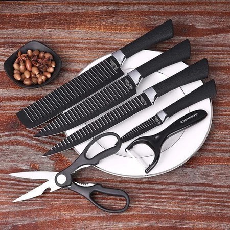Imagem Kit 6 Facas Inox Profissionais: Corte Preciso e Design Moderno para Churrasco e Cozinha!