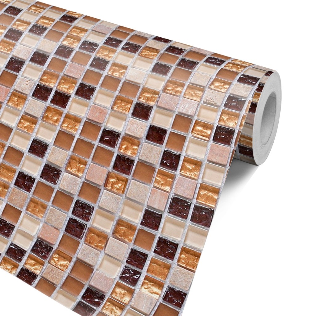 Papel de Parede Adesivo para Cozinha Pastilha Marrom Sofisticação Banheiro e Lavanderia