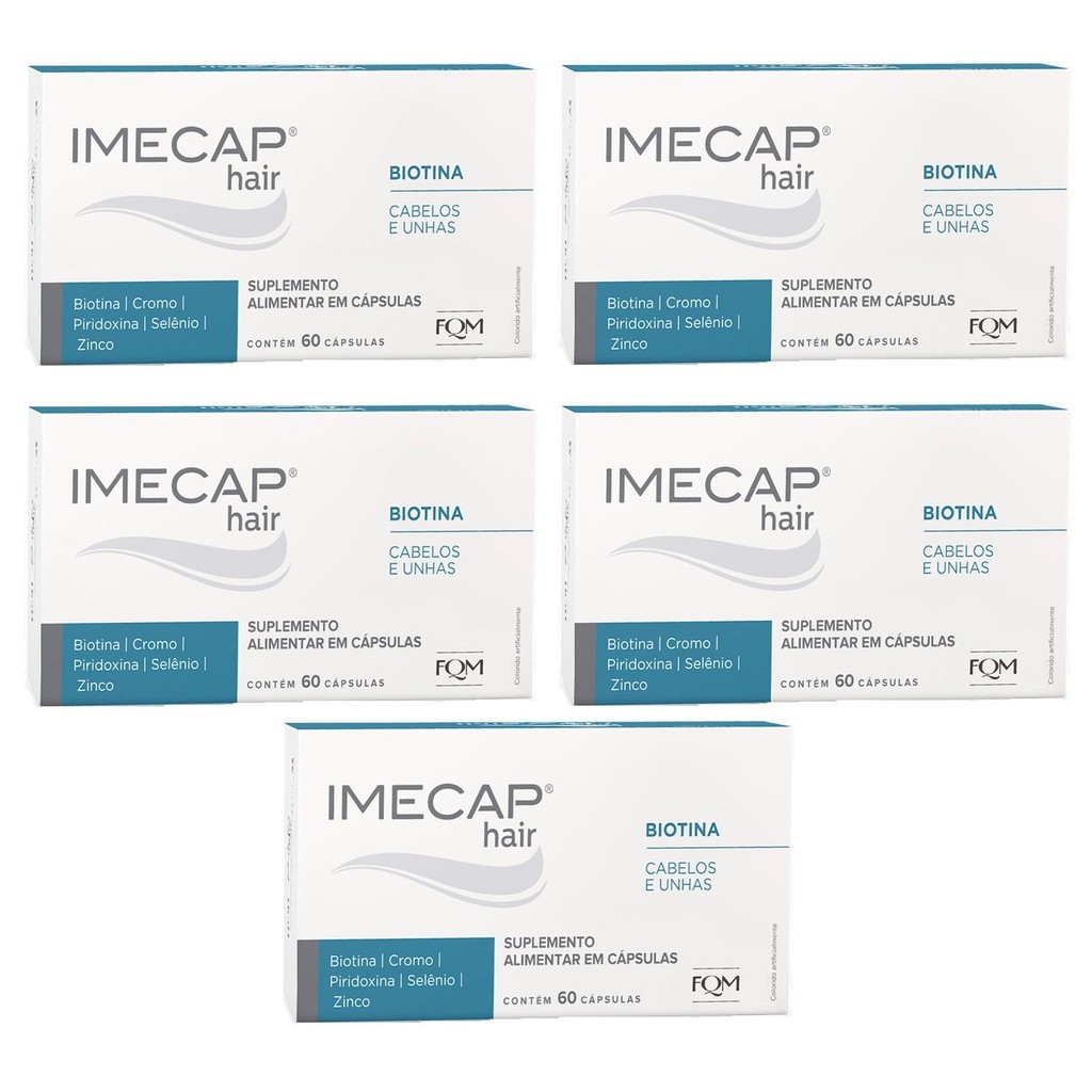 Kit Imecap Hair Cabelos E Unhas C/5 Un De 60 Cápsulas Cada