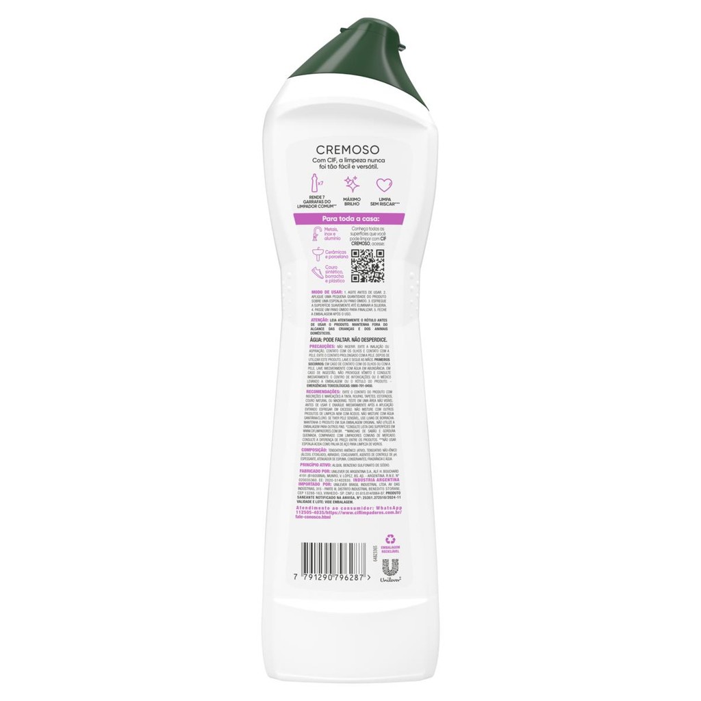 Detalhes do Kit 2 Saponáceo Cremoso Multiuso Floral Cif Squeeze 450ml