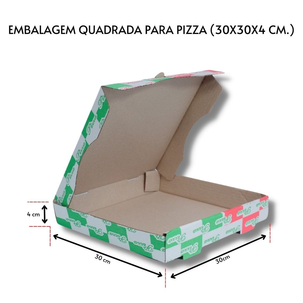 EMB. QUADRADA P/ PIZZA N. 30 C/ 10 UN QUADRICULADA 30X30X4CM