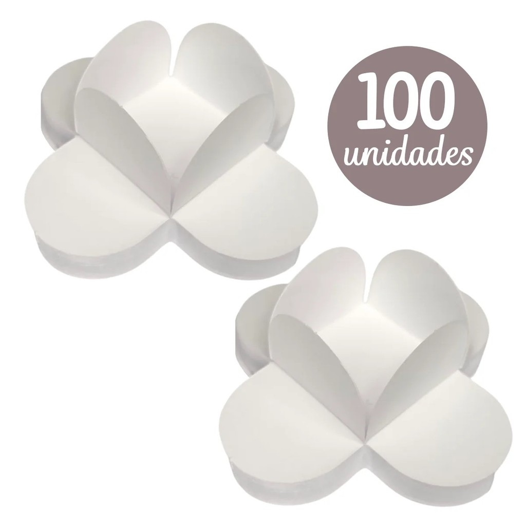 FORMA DOCINHO 4 PETÁLAS C/100un HAPPY FESTAS - BRANCO