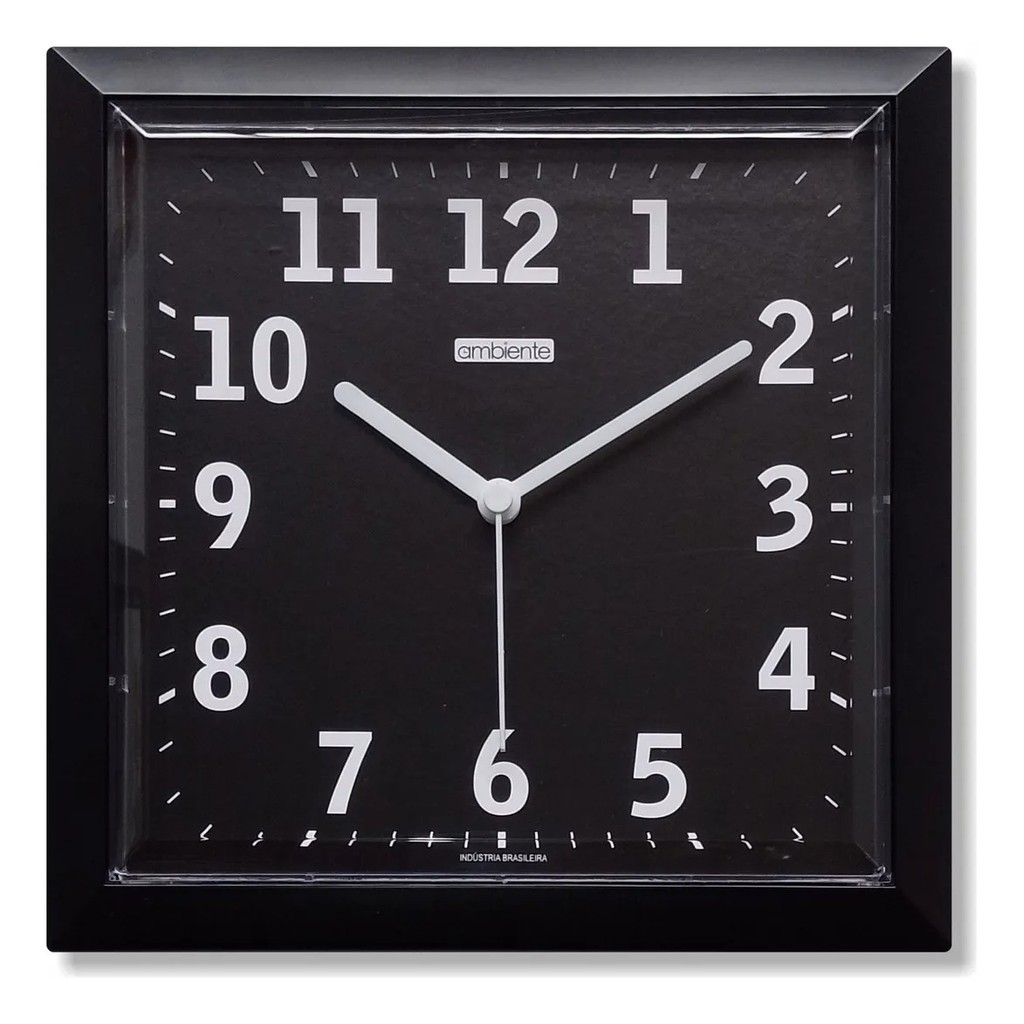 Relógio De Parede Ambiente-herweg Quadrado Preto Sala Quarto em Oferta na Shopee
