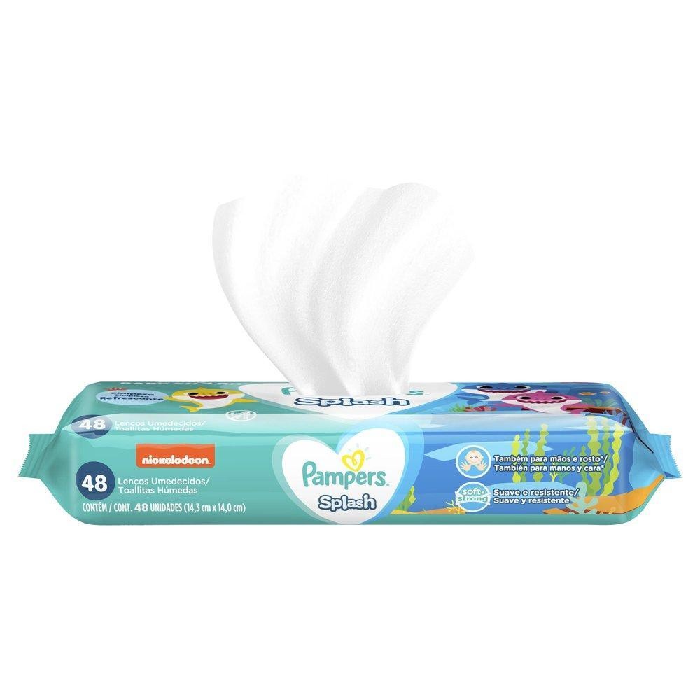 Kit 4 Lenços Umedecidos Pampers Baby Shark Splashers 192un total · foto 2