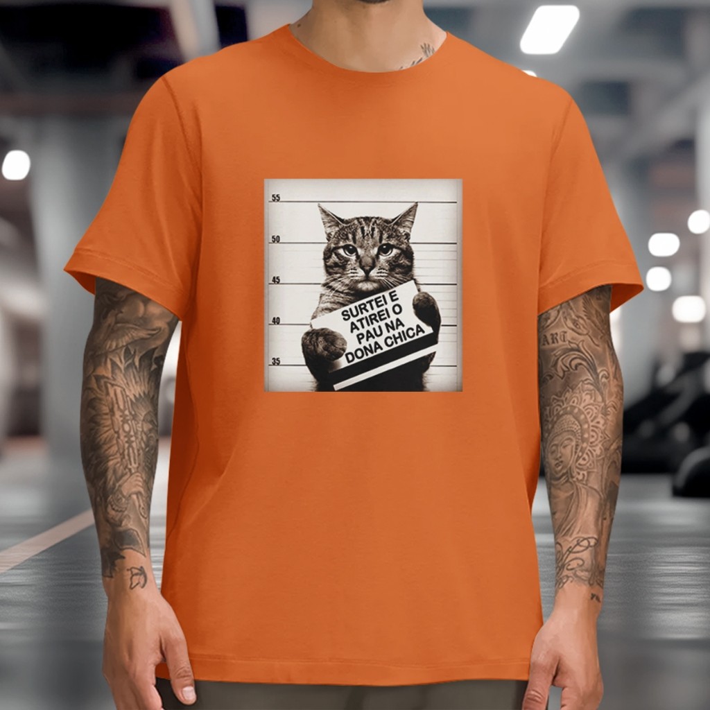 Camiseta Gato Surtei E Atirei O Pau Na Dona Chica Camisa Meme Cat Estampa Divertida em Oferta na Shopee