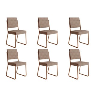 Cadeira de Cozinha 1736 Kit 6 Uni Rose/Areia - Caramelo - Carraro em Oferta na Shopee