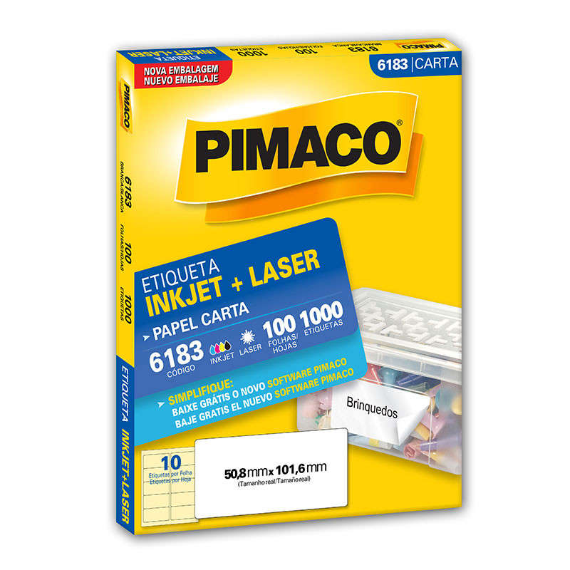 Etiqueta inkjet/laser carta 6183 com 100 folhas Pimaco em Oferta na Shopee