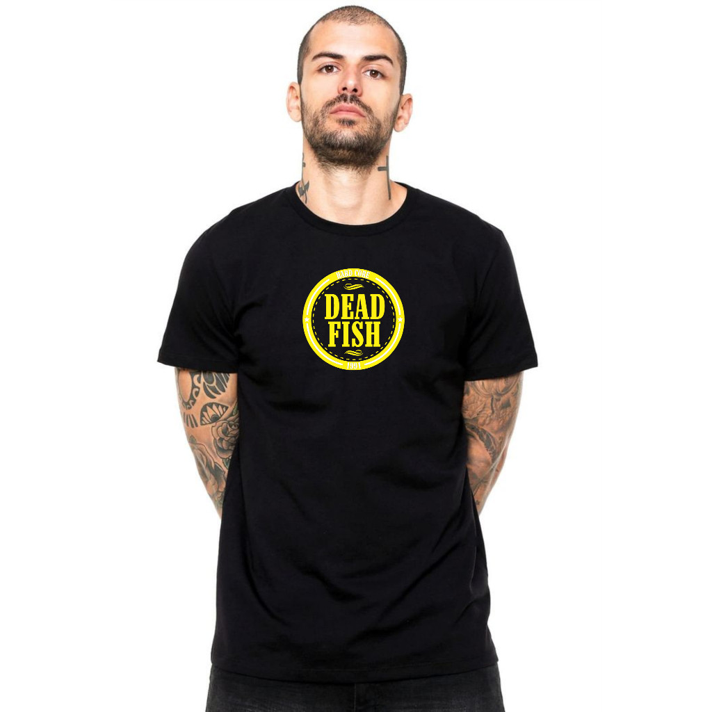 [Camiseta Premium em Algodão Puro]GXG Camiseta Dead Fish Hard Core em Oferta na Shopee