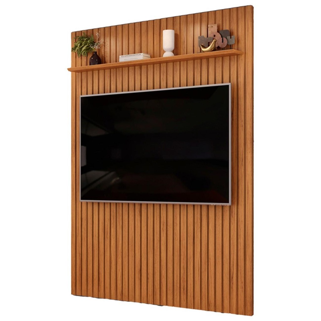 Painel TV 65 Pol 183cm Suspenso Ripado Noah D04 Freijó - Mpozenato