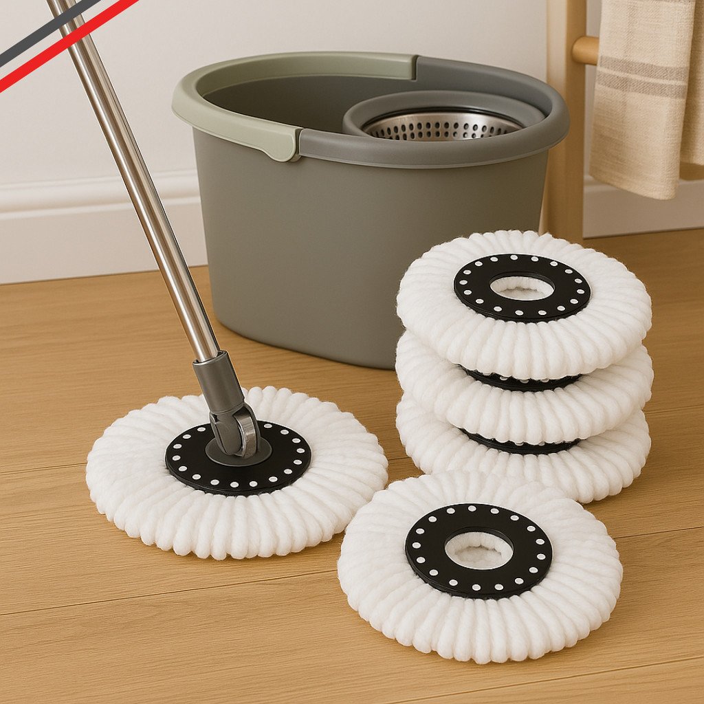 Refil Mop Giratório 360º Encaixe Redondo | Kit com 1 a 5 Unidades Microfibra Lavável