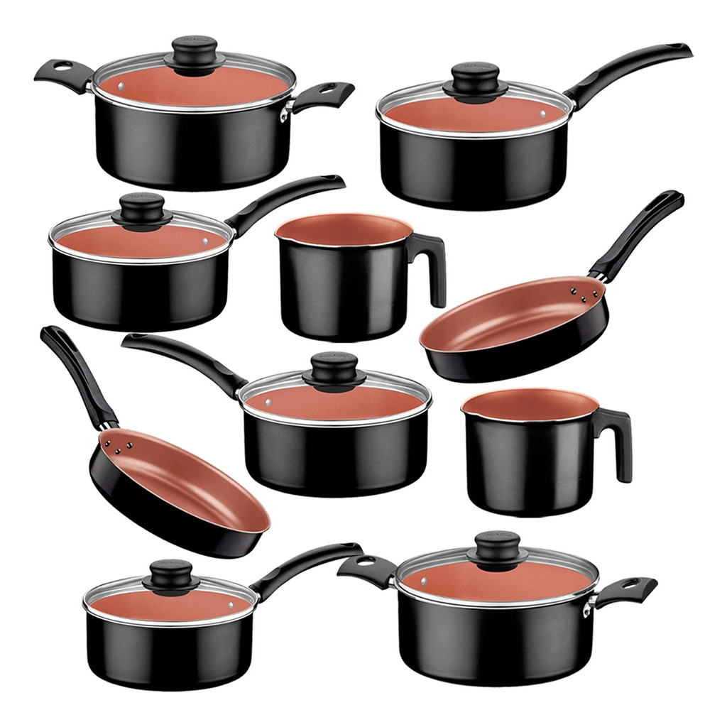 Jogo De Panelas Tramontina Caribe 10 Peças Alumínio Antiaderente em Oferta na Shopee