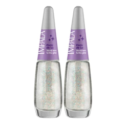 Kit 2 Esmalte Impala Base Unha Verniz Brilho Ponto De Luz