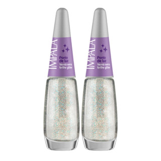 Kit 2 Esmalte Impala Base Unha Verniz Brilho Ponto De Luz em Oferta na Shopee