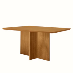Mesa de Jantar Olímpia 120cm Tampo MDF Canto Copo Moderna Mobília