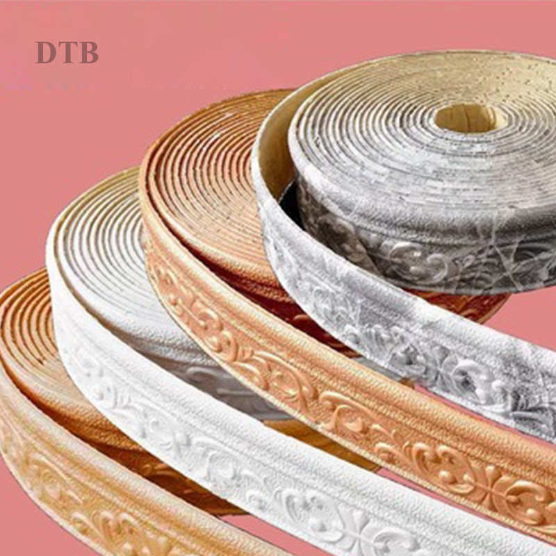 DTB 2.25M Linha De Acabamento De Parede 3D Borda De Rodapé Autoadesivo À Prova D'água Papel Adesivo Para Decoração De Ca