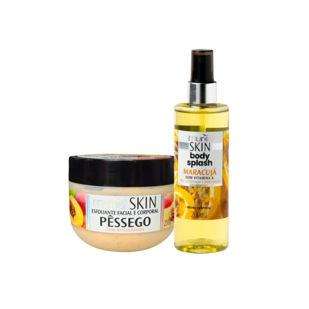 Esfoliante Corporal Pêssego + Body Splash Maracujá Muriel Skin