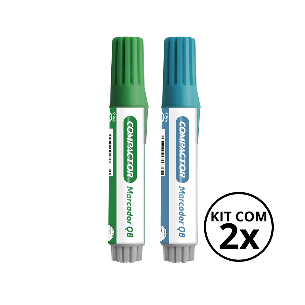 Kit com 2 Marcadores Para Quadro Branco - COMPACTOR COR:VERDE+TURQUESA em Oferta na Shopee
