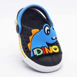 Babuche Sandália Infantil Menino Plugt Dinossauro Antiderrapante Confortável Leve Preto Azul
