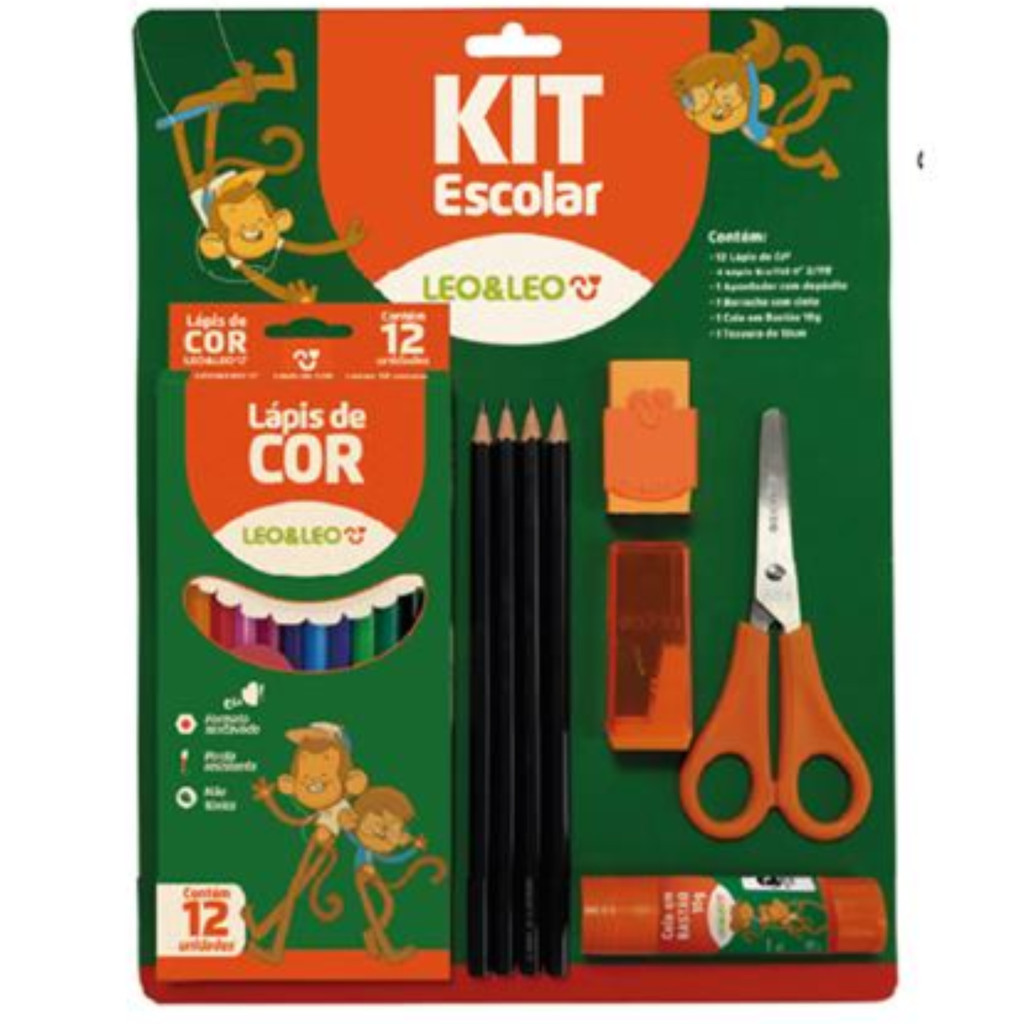 Kit Escolar 20 Peças Com Lápis Borracha Cola Apontador Tesoura em Oferta na Shopee