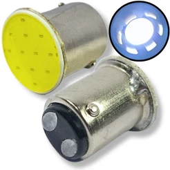 KIT PAR LÂMPADAS 2 POLOS LED COB 12 VOLTS SUPER BRANCA BAY15D P21/5W