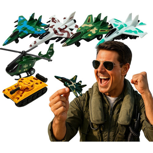 Kit 6 Avião De Brinquedo Fricçao Tropas Militares Tanque De Guerra Helicoptero Caça em Oferta na Shopee