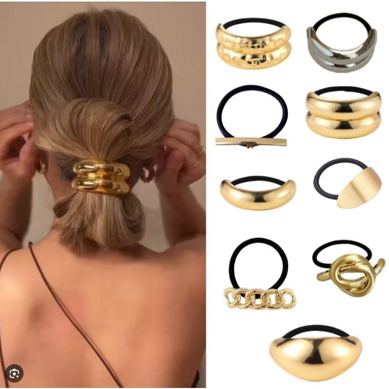 ANA1108 Elástico para Cabelo Metal Dourado/Prata Liga de cabelo/acessórios de cabelo