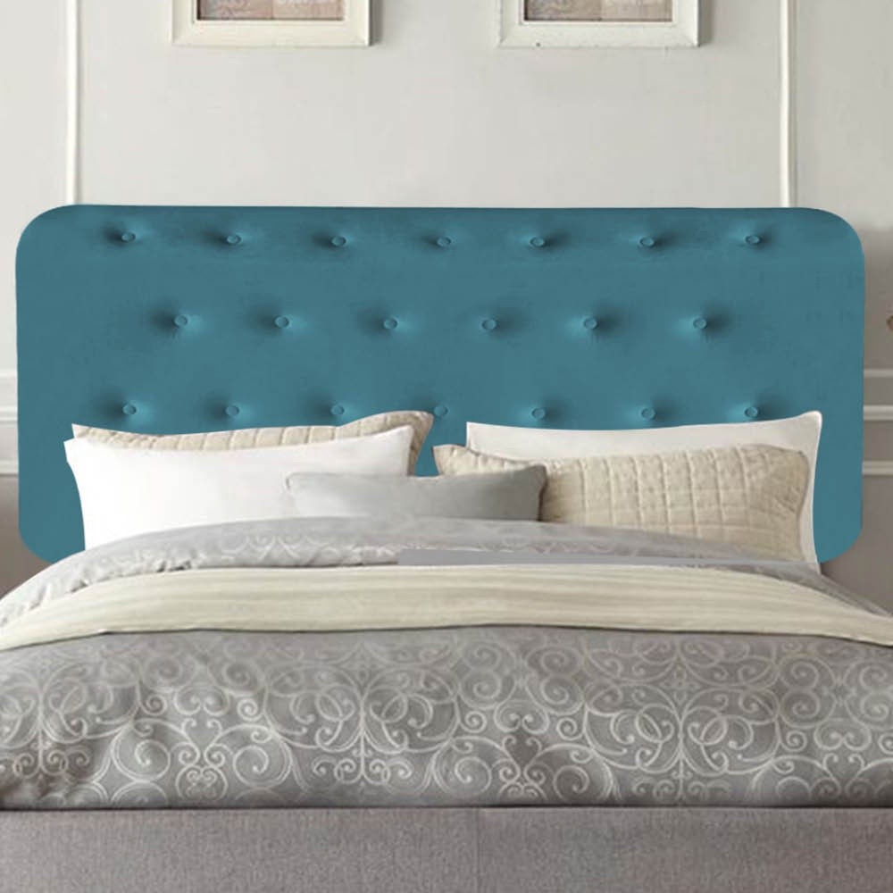 Painel Estofado Luxo Capitonê Brenda 100cm Solteiro Para Cama Box Suede Azul Turquesa - Gat Magazine