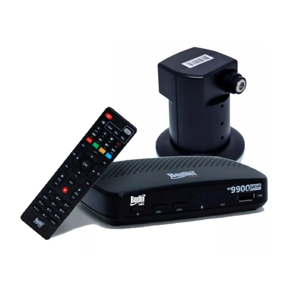 Kit Receptor Bedin 9900 + Lnbf Simples Para Nova Parabólica Full Hd