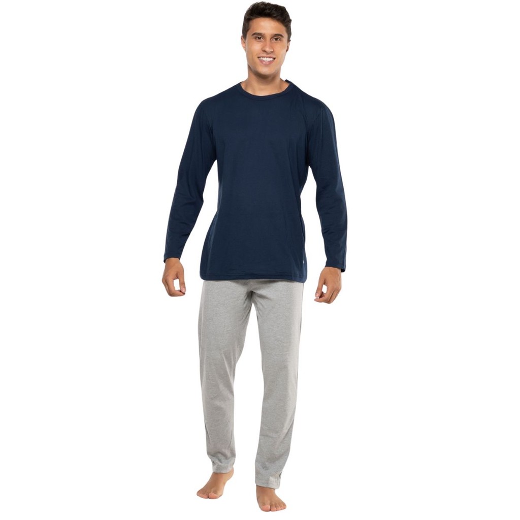 Pijama Plus Size Masculino Manga Longa Calça Keeper Inverno 100% Algodão