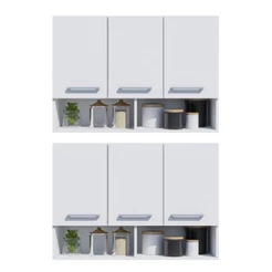 2 Armários para Cozinha Multiuso 3 Portas cada Módulo Aéreo - Móveis Bonatto
