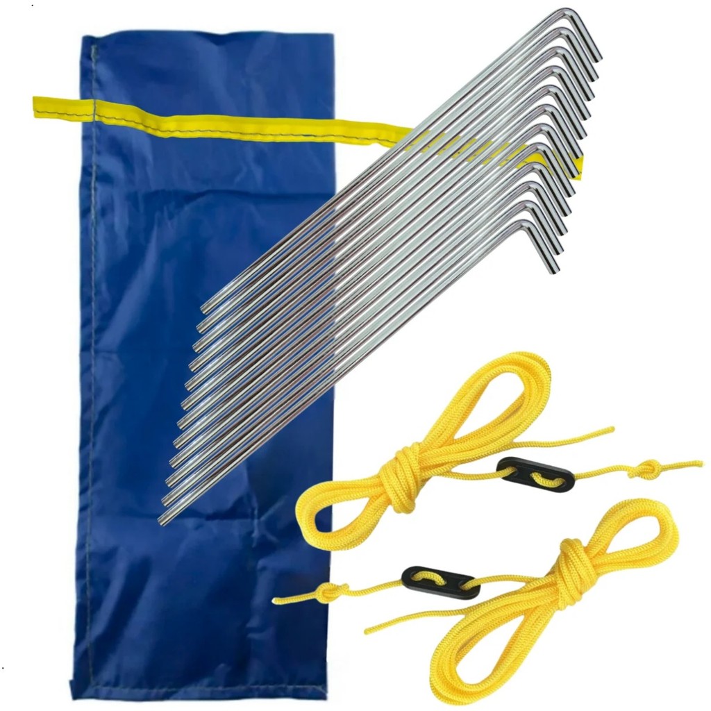 Kit 2 Cordinhas 12 Estacas Ganchos Espeques Fixação Barracas em Oferta na Shopee