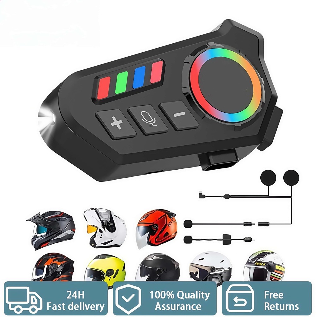 Fone Bluetooth Motocicleta Fone Capacete Com Microfone/iluminação Fone Sem Fio Ciclismo IPX8 À Prova D'água 