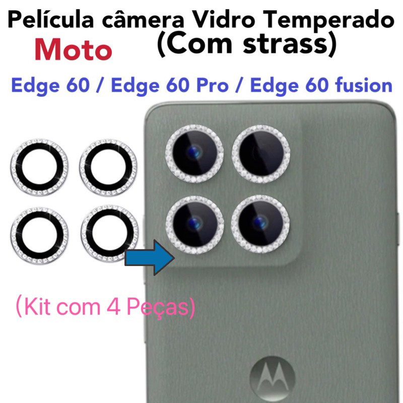 KIT 4 peças Película de câmera Diamante Para Edge 60/Edge 60 Pro/Edge 60 Fusion protege lentes Strass Brilhante Brilho em Oferta na Shopee