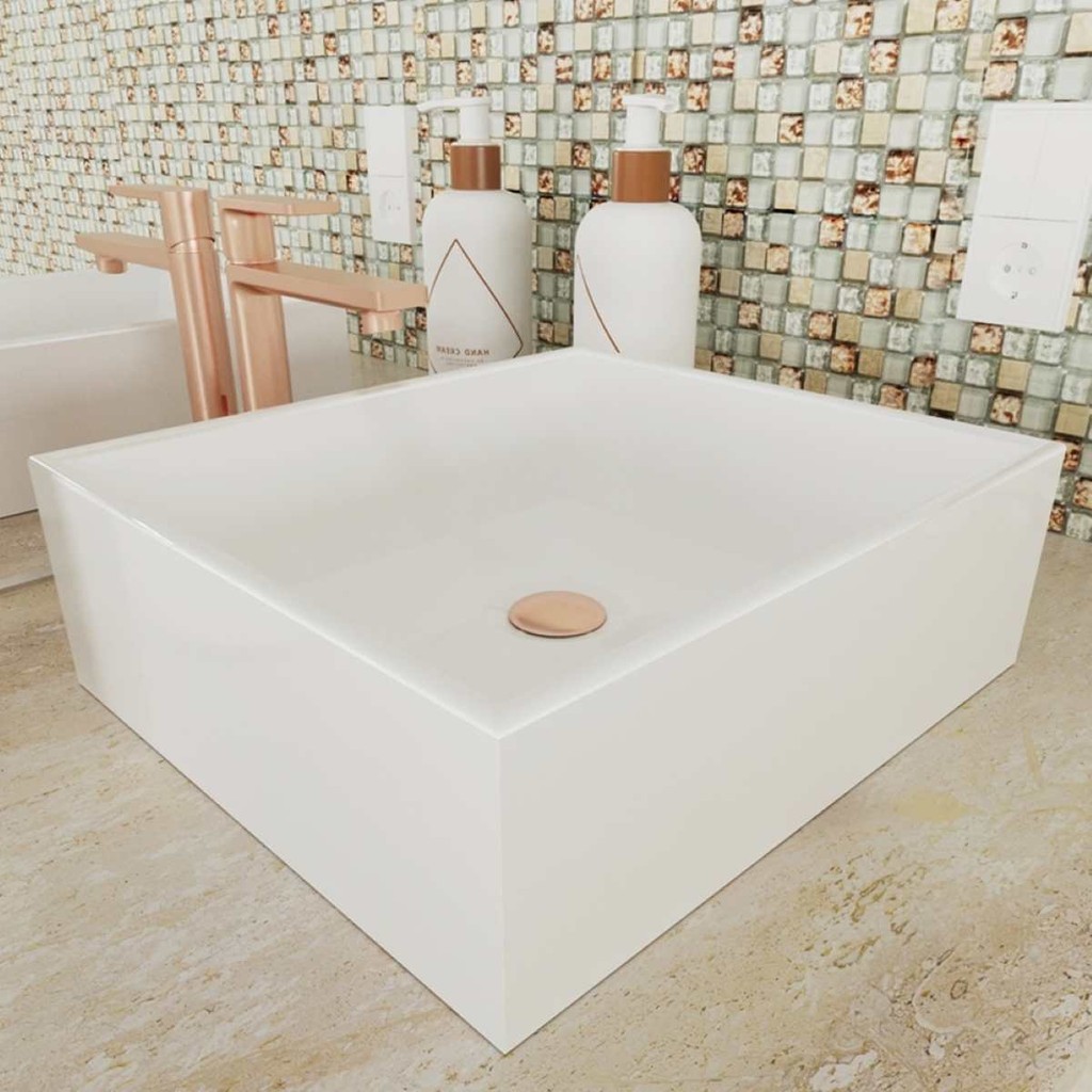 Cuba de Sobrepor para Banheiro em Mármore Sintético 30x27cm cuba fácil instalação sobrepor,de mármore para lavabo