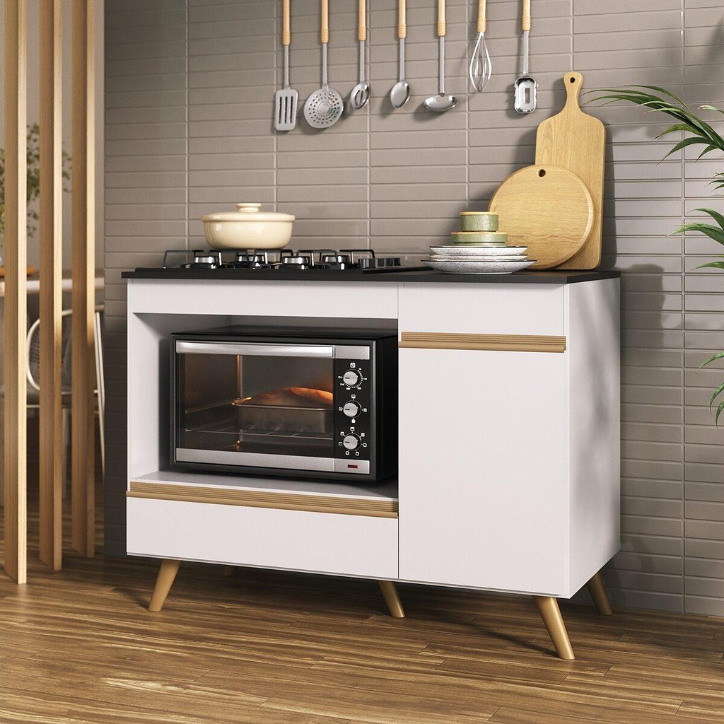 Balcão para Cooktop e Forno 105cm 1 Porta 1 Gaveta Veneza Multimóveis MP2258 - Home & Living