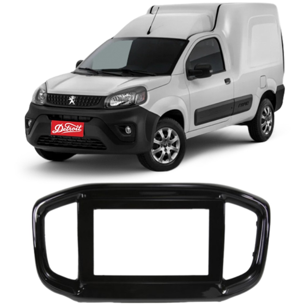 Moldura Painel Peugeot Partner 2022 a 2025 Ludovico 7.270B 7 e 9 polegadas 2DIN Black Piano
