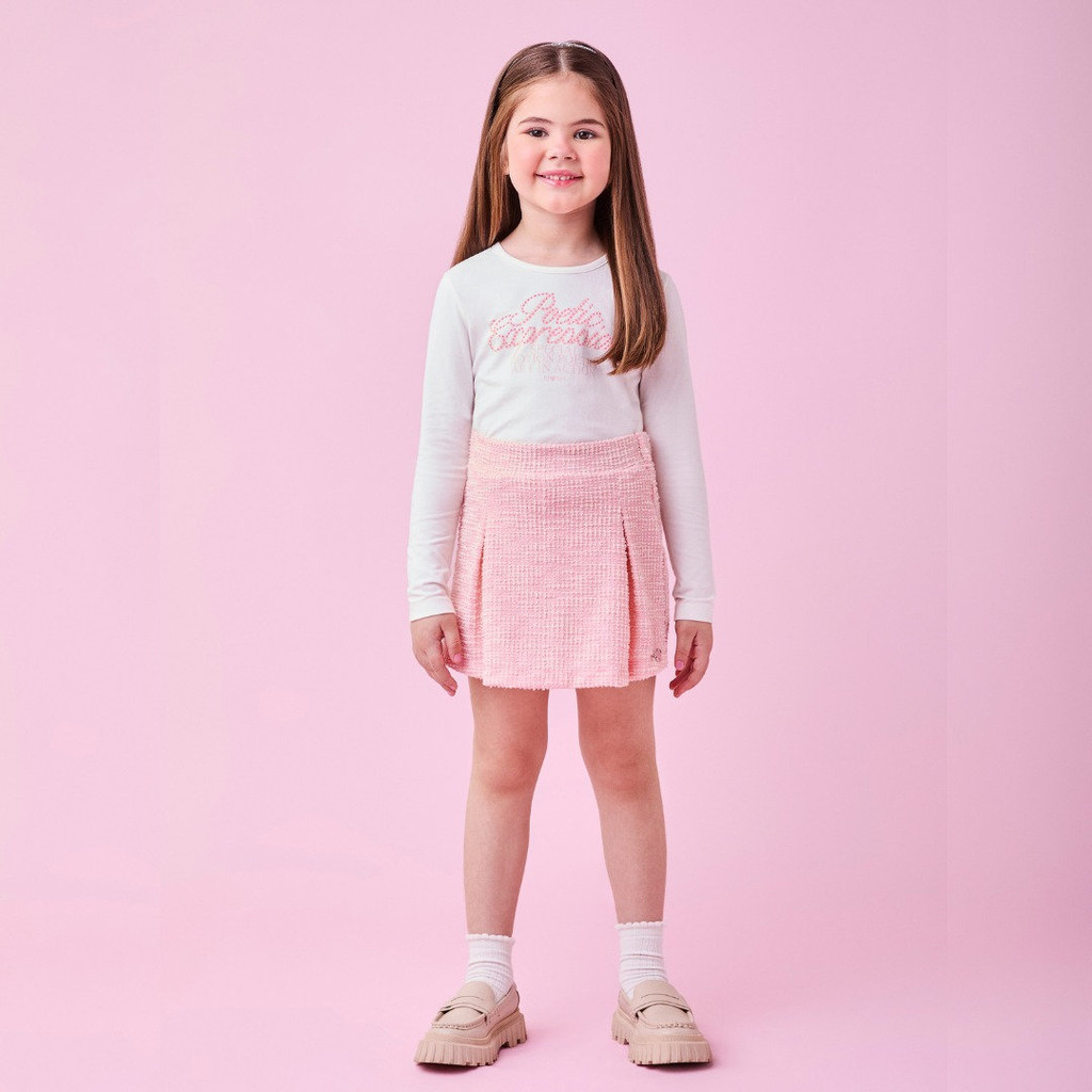 Conjunto Menina Momi Blusa Manga Longa Estampada e Shorts