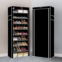 Sapateira Organizadora com 9 Prateleiras para Organizar Sapatos Calçados Chinelos Roupas Objetos 24 Pares - Black