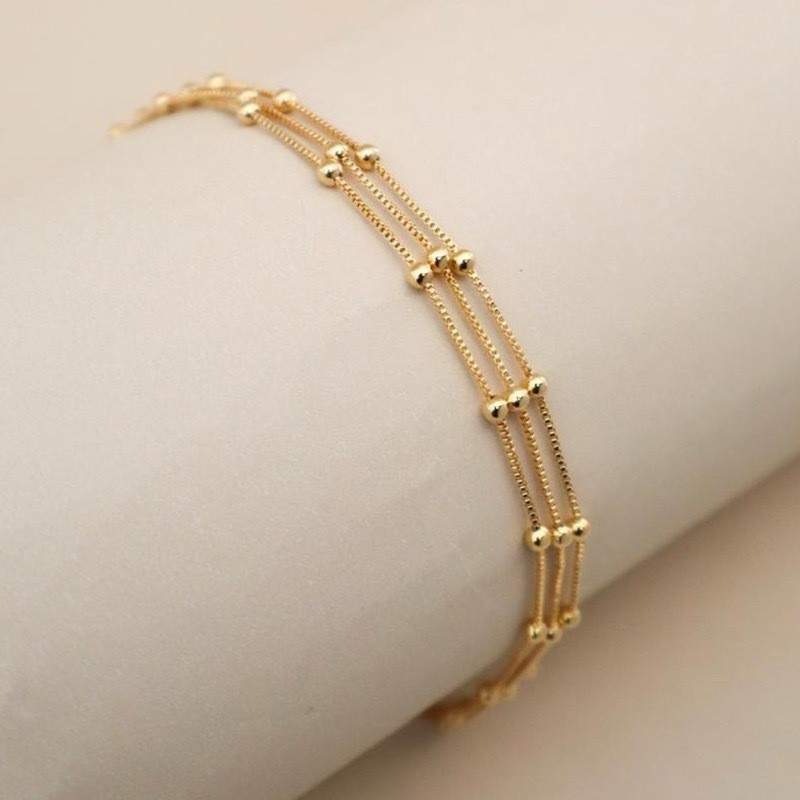 Pulseira feminina tripla bolinha folheado a ouro 18k A Banhada a prata 925 — imagem 2 de 2