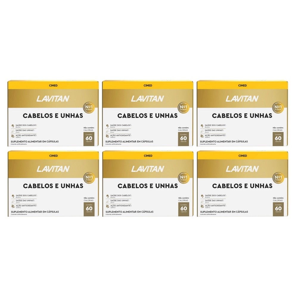 Kit 6 Suplemento Lavitan Cabelos E Unhas 60 Cápsulas - Cimed