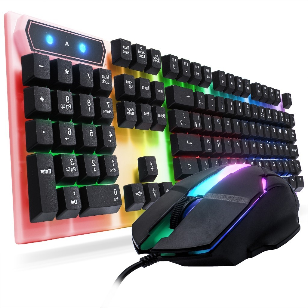 Kit Teclado E Mouse Com Fio Led RGB 12 Teclas Multimídia ABNT2 Conexão USB Note Computador
