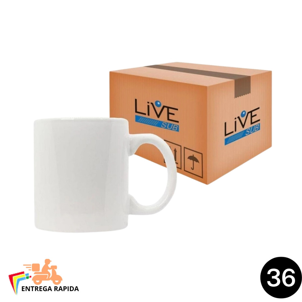 36 Und - Caneca Para Sublimação Super Branca 325ml Live Aaa