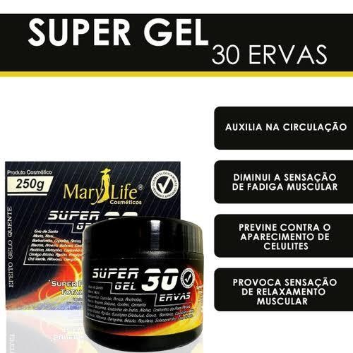 1 unidade pomada super gel 30 ervas massageador efeito gelo quente Mary life - pote 250 gr