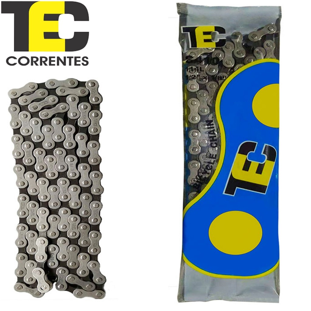 Corrente Grossa Para Bicicleta Sem Marcha Aro 12' 16' 20' 24' 26' 28' - TEC 114 ELOS ORIGINAL -