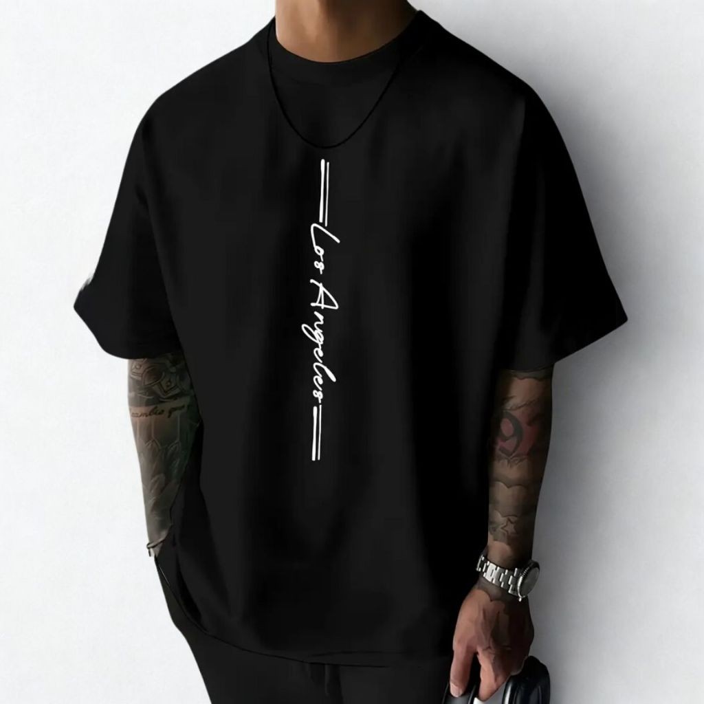 Camiseta Casual Oversized Streetwear Estampada Tecido de Algodão Moda Confortável